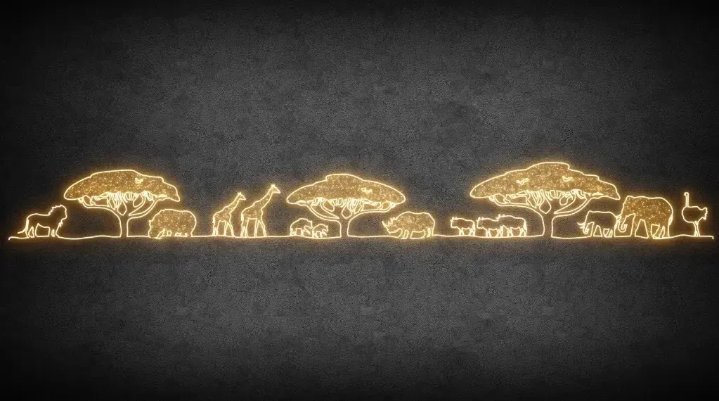 Eco Fix 2D LED Africké zátiší, 1721 × 193 cm, teple bílá, stojící, 3D tisk, hliník