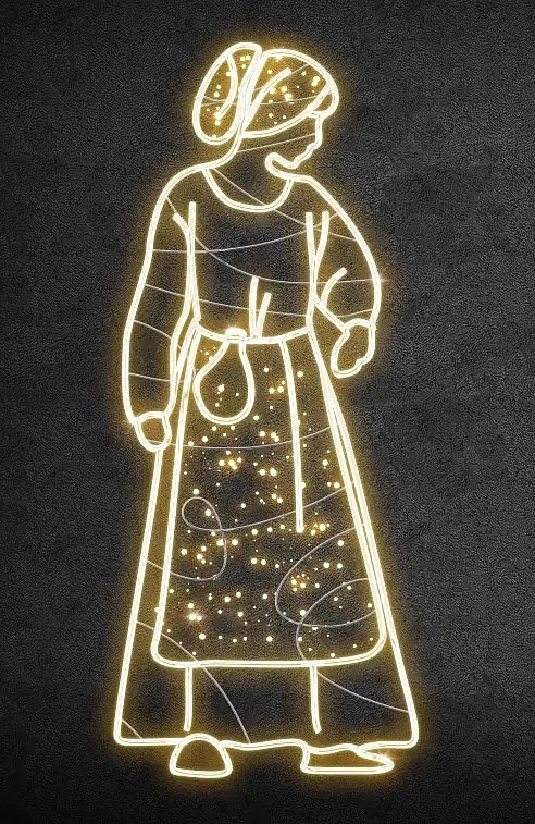 Eco Fix 2D LED světelná postava děvečka, 200 × 85 cm, teple bílá, stojící, 3D tisk
