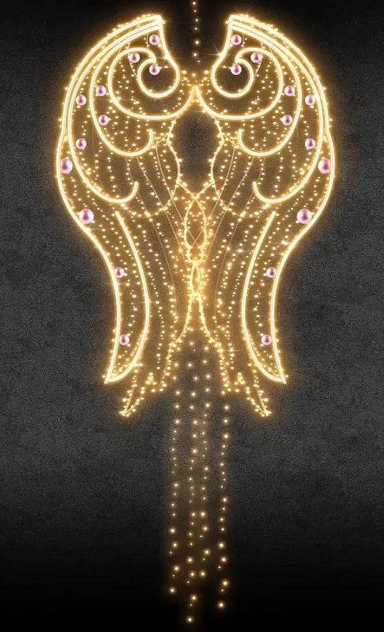 Eco Fix 2D LED světelná křídla, 125 × 180 cm, teple bílá s krystalem, závěsný, hliník