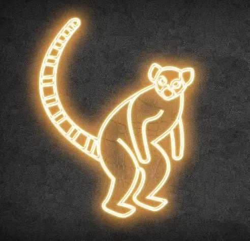 Eco Fix 2D LED světelný lemur , stojící, závěsný, 110 × 136 × 5 cm, teple bílá, 3D tisk, zlatý