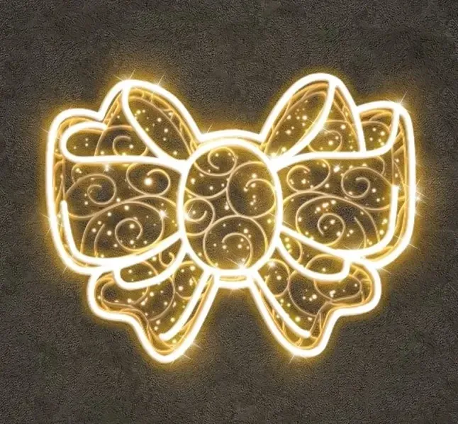 Eco Fix 2D LED světelná mašle II., 225 × 190 × 5 cm, teple bílá, závěsná, 3D tisk