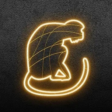 Eco Fix 2D LED světelná opice, sedící bokem, závěsná, 86 × 73 × 4 cm, teple bílá, 3D tisk, zlatá