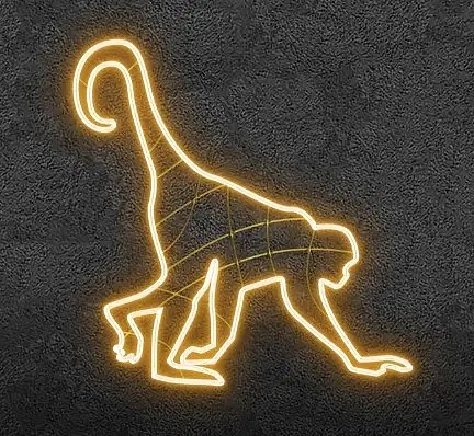 Eco Fix 2D LED světelná opice, chodící, závěsná, 113 × 102 × 3 cm, teple bílá, 3D tisk, zlatá