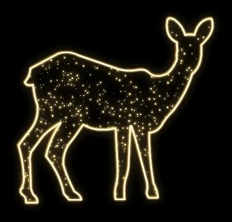 Easy Fix 2D LED světelná srna bílá, 200 × 200 × 60 cm, teple bílá, stojící, 3D tisk