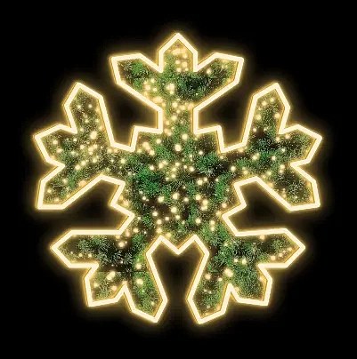 2D LED světelná vločka FB-III, závěsná, zelený koberec, Ø 150 cm, teple bílá, sklolaminát