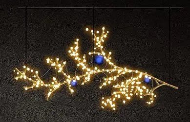 Eco Fix 2D LED světelná větvička, 182 × 97 × 10 cm, teple bílá, závěsná, 3D tisk
