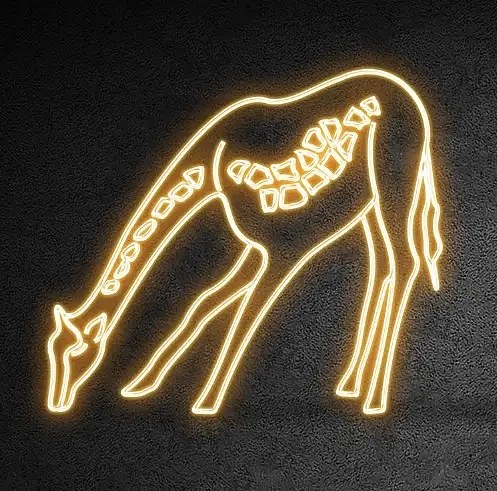 Eco Fix 2D LED světelná žirafa, pítko, 249 × 217 cm, teple bílá, stojící, 3D tisk, hliník
