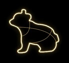 Easy Fix 2D LED světelné medvídě, 100 × 80 × 40 cm, teple bílá, stojící, 3D tisk, hliník