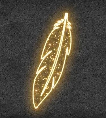 2D LED světelné pírko, 50 × 121 cm, teple bílá, závěsný, 3D tisk