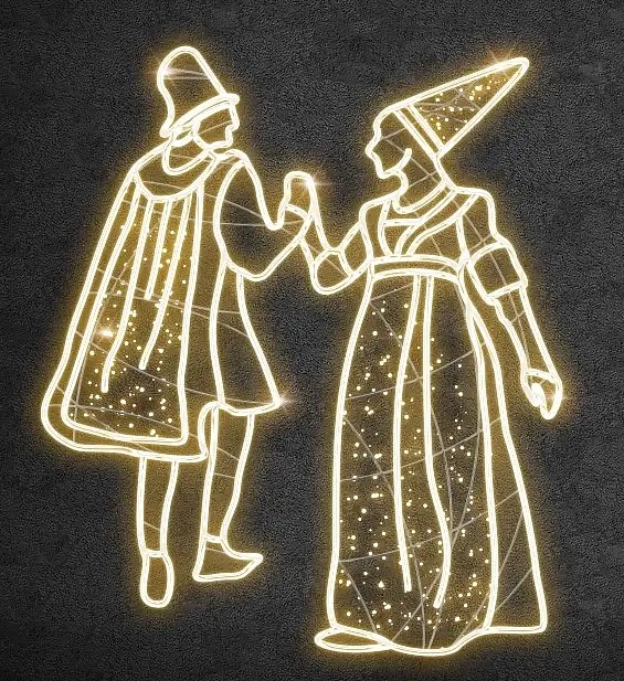 Eco Fix 2D LED světelní tanečníci, 173 × 210 × 60 cm, teple bílá, stojící, 3D tisk