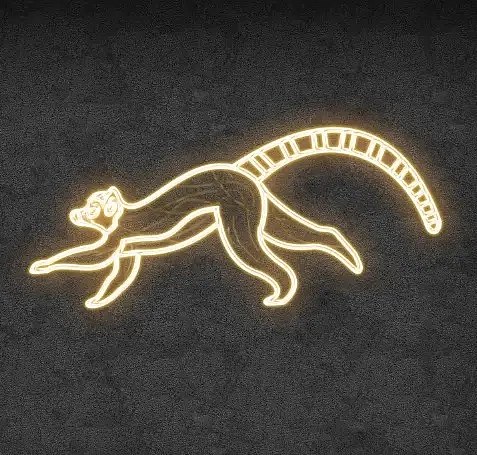 Eco Fix 2D LED světelný lemur, běžící, závěsný, 235 × 103 × 4 cm, teple bílá, 3D tisk, zlatý