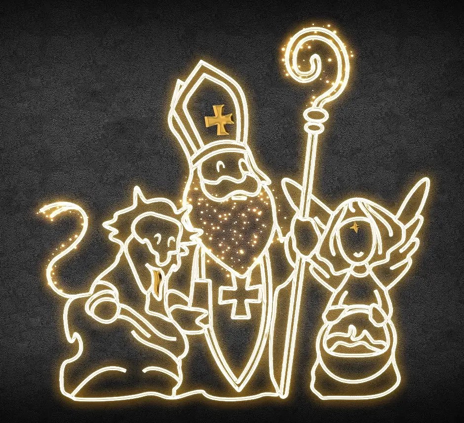 Easy Fix 2D LED světelný Mikuláš, Čert a Anděl, 230 × 220 cm, stojící, 3D tisk