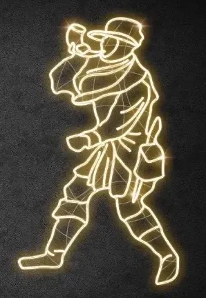 Eco Fix 2D LED světelný dekor, lovec, 127 × 197 × 4 cm, teple bílá, závěsný, 3D tisk