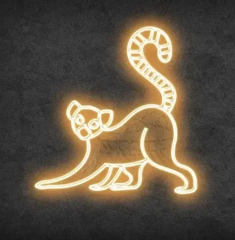 Eco Fix 2D LED světelný lemur, z boku, závěsný, 106 × 110 × 4 cm, teple bílá, 3D tisk, zlatý