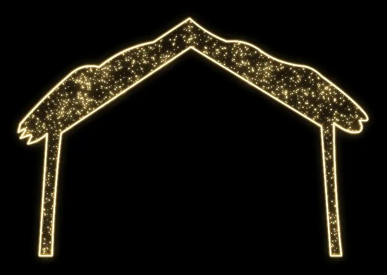 Eco Fix 2D LED světelný motiv chlév, 270 × 185 cm, teple bílá, stojící, hliník
