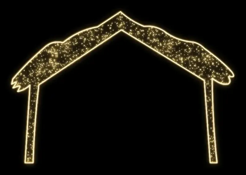 Eco Fix 2D LED světelný motiv chlév, 270 × 185 cm, teple bílá, stojící, hliník
