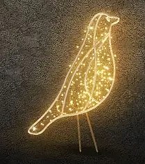 Eco Fix 2D LED světelný pták, 90 × 64 × 5 cm, teple bílá, stojící, hliník