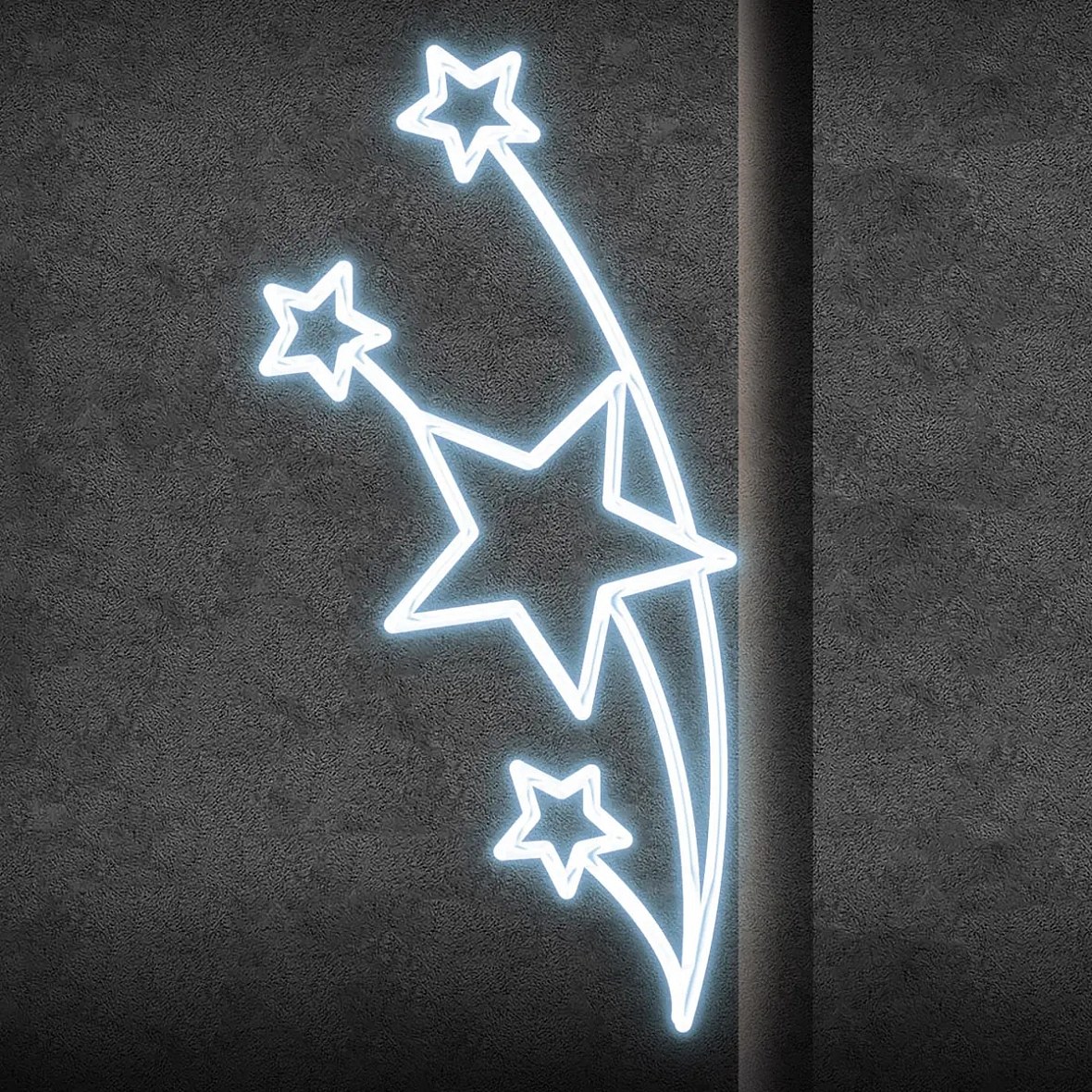 Easy Fix 2D LED světelný dekor hvězdičky, 145 × 300 cm, ledově bílá, dekor na veřejné osvětlení, hliník