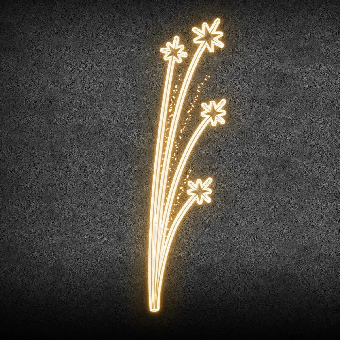 Easy Fix 2D LED světelný dekor hvězdičky, 85 × 300 cm, teple bílá, dekor na veřejné osvětlení, hliník