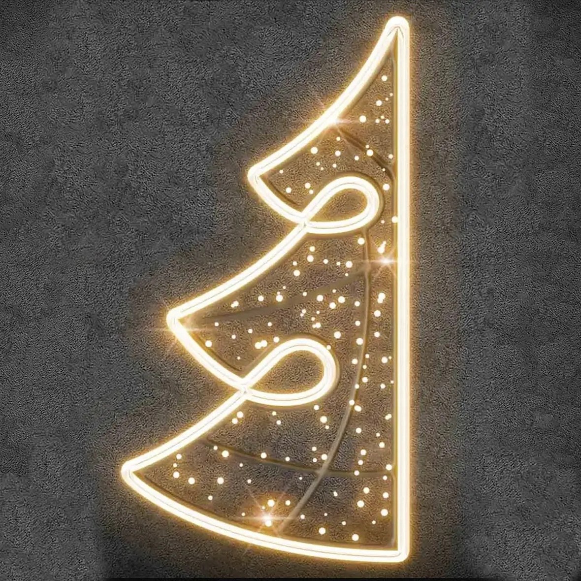 Easy Fix 2D LED světelný dekor půl stromek, 80 × 150 cm, teple bílá, dekor na veřejné osvětlení, hliník