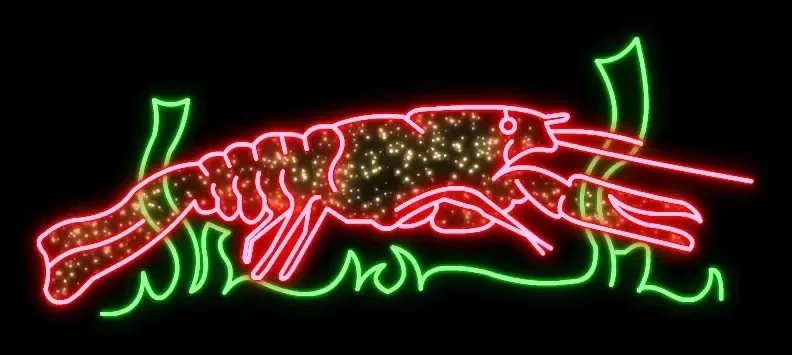 2D LED světelný rak, 185 × 100 cm, stojící, 3D tisk
