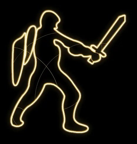 Easy Fix 2D LED světelný rytíř I., 200 x 180 x 59 cm, teple bílá, stojící, 3D tisk
