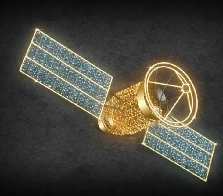Eco Fix 2D LED světelný satelit, 500 × 300 × 130 cm, teple a ledově bílá, stojící, hliník