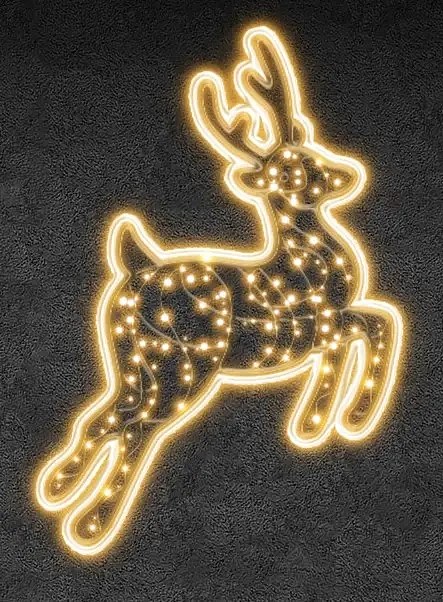 Eco Fix 2D LED světelný sobík, ve skoku 125 × 180 cm, teple bílá, stojící, 3D tisk, hliník