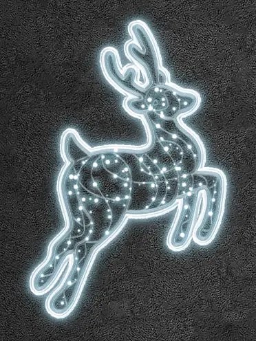 Eco Fix 2D LED světelný sob, ve skoku, závěsný, 100 × 105 × 5 cm, ledově bílá, 3D tisk, transparentní