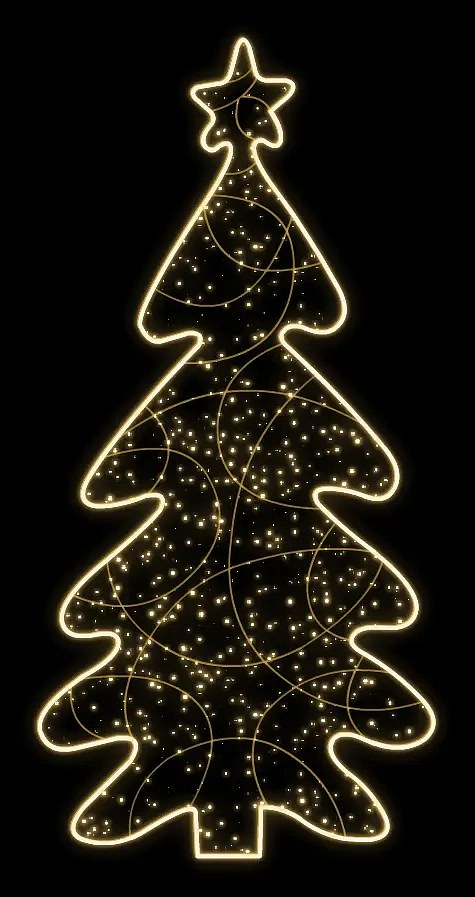 Easy Fix 2D LED světelný strom, 235 × 135 × 60 cm, teple bílá, stojící, 3D tisk