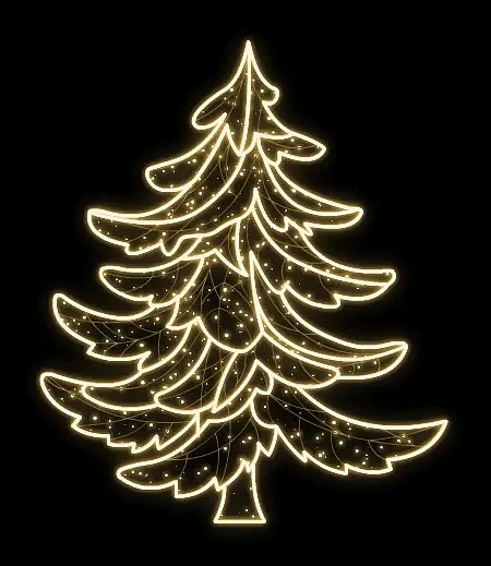 Easy Fix 2D LED světelný strom, 242 × 180 cm, teple bílá, stojící, 3D tisk
