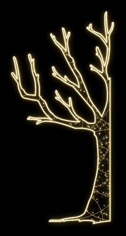 Easy Fix 2D LED světelný strom, levý, 120 × 245 × 60 cm, teple bílá, stojící, 3D tisk