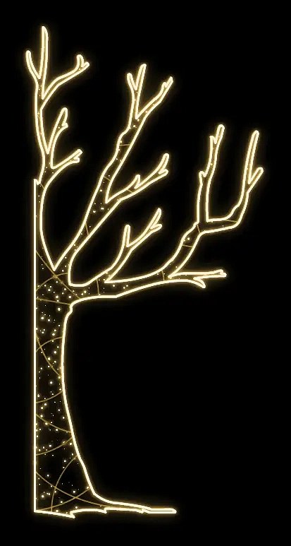 Easy Fix 2D LED světelný strom, pravý, 120 × 245 × 60 cm, teple bílá, stojící, 3D tisk