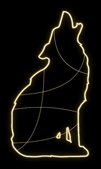 Easy Fix 2D LED světelný vyjící vlk, 110 × 185 × 60 cm, teple bílá, stojící, 3D tisk, hliník