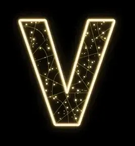 2D LED světelné písmeno V, 100 × 120 cm, teple bílá, 36 V, 22 W, 5 kg, 5 dílů