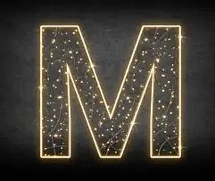 2D LED světelné písmeno M, 120 × 120 cm, teple bílá, 36 V, 13 W, 5 kg, 1 díl
