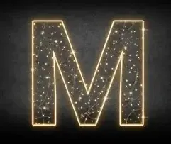 2D LED světelné písmeno M, 120 × 120 cm, teple bílá, 36 V, 13 W, 5 kg, 1 díl