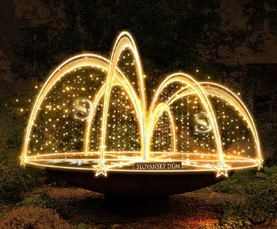 Easy Fix 3D LED světelná fontána, 165 × 300 cm, teple bílá s Flash, stojící, hliník