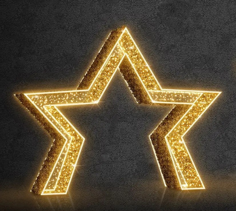 Eco Fix 3D LED světelná hvězda průchozí, 510 × 420 × 80 cm, teple bílá, hliník