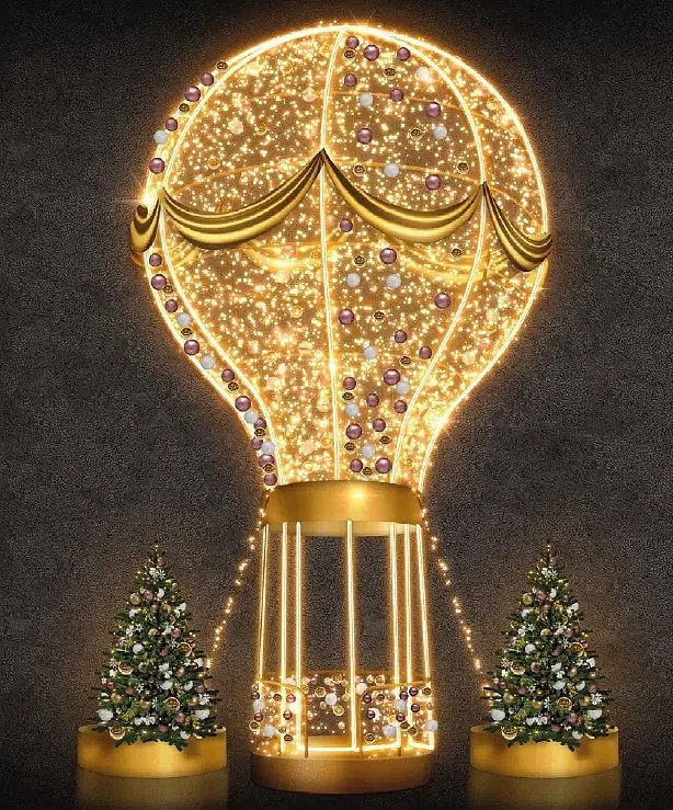 Eco Fix 3D LED světelný balón, 800 × 400 × 400 cm, teple bílá, stojící, hliník