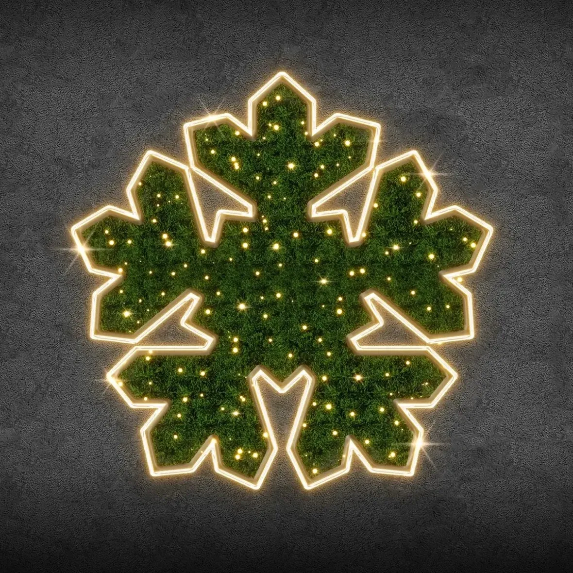 2D LED světelná vločka FB-VII, závěsná, zelený koberec, Ø 120 cm, teple bílá, sklolaminát