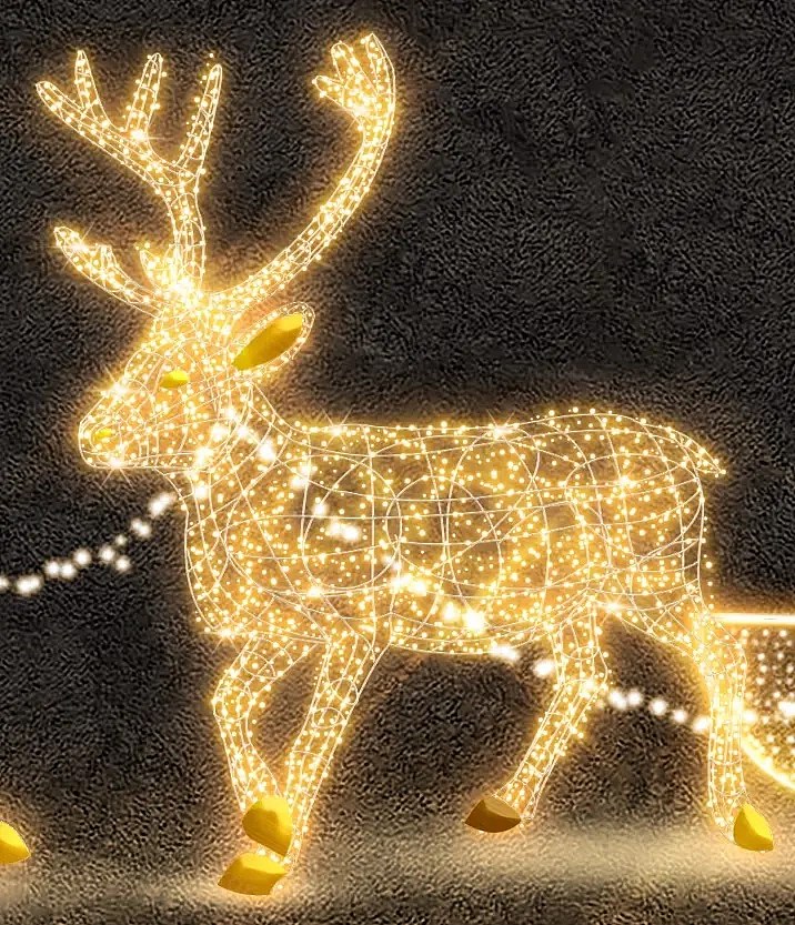 Eco Fix 3D LED světelný sob, 295 × 350 cm, teple bílá, hliník