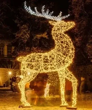 3D LED světelný sob 450 cm ledově bílý, teple bílá a ledově bílé paroží, hliník