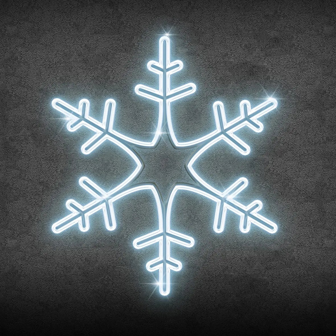2D LED světelná vločka XXIII, závěsná, prům. 75 cm, ledově bílá, 3D tisk, bílá