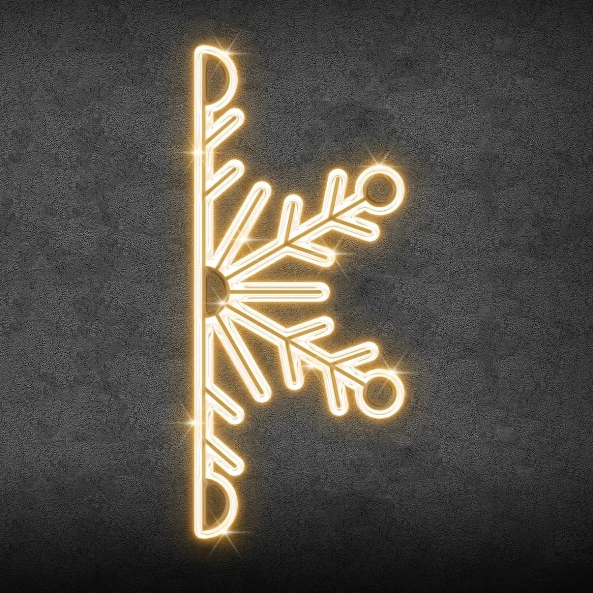 2D LED světelná půl vločka I., závěsná, 450 × 220 cm, teple bílá, hliník