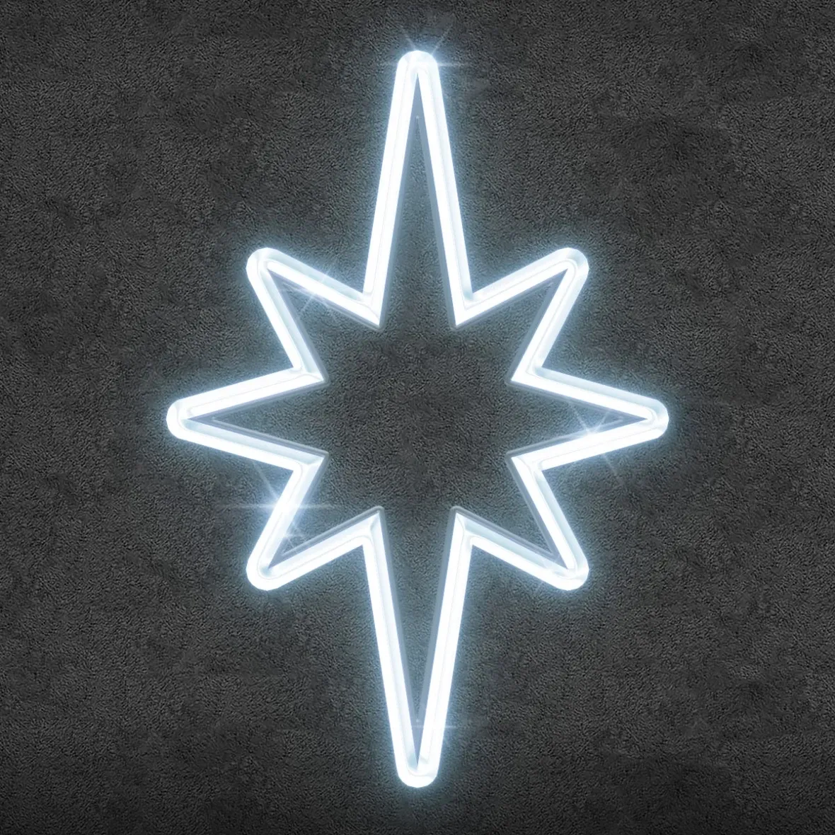 Easy Fix 2D LED světelná hvězda na vrchol stromu, 80 × 120 cm, ledově bílá, hliník