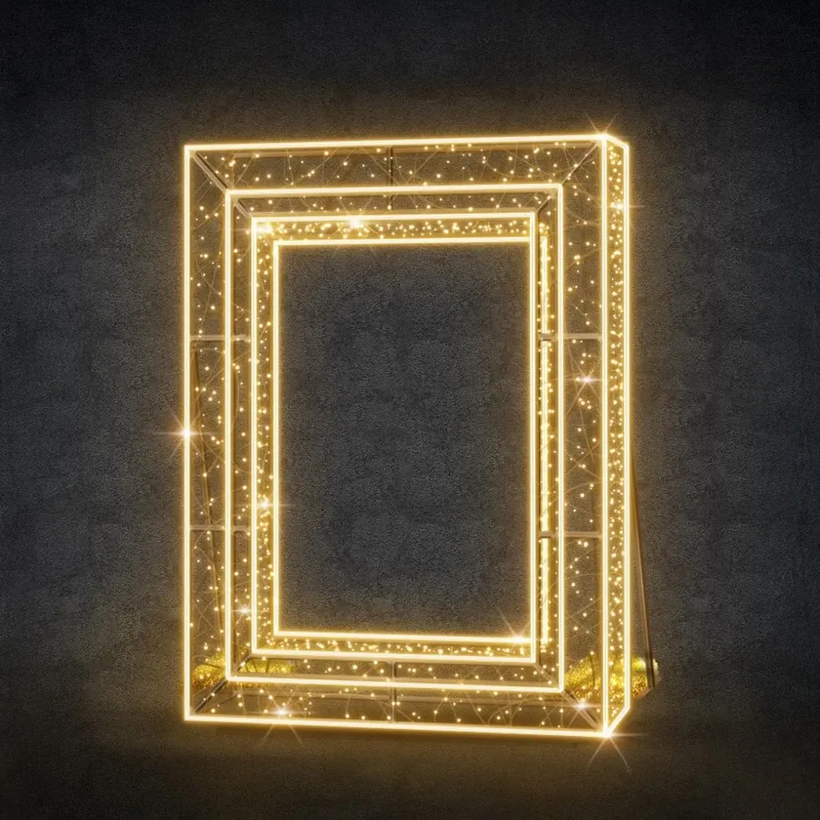 3D LED světelný rám, 170 × 230 × 20 cm, teple bílá, 36 V, 56,9 W, 67,4 kg, ze 4 dílů