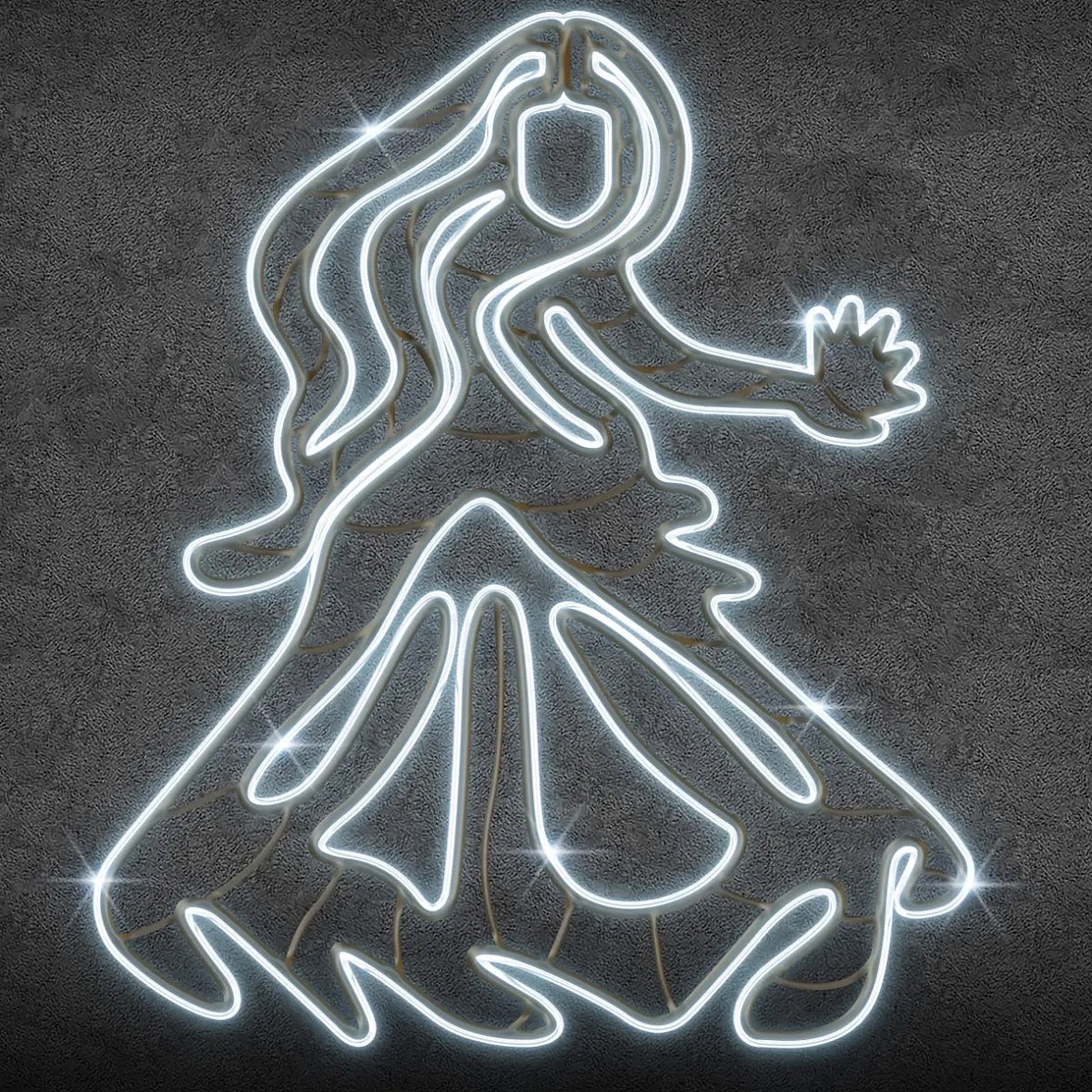 Easy Fix 2D LED světelná víla I, 155 × 185 × 30 cm, ledově bílá, stojící, 3D tisk