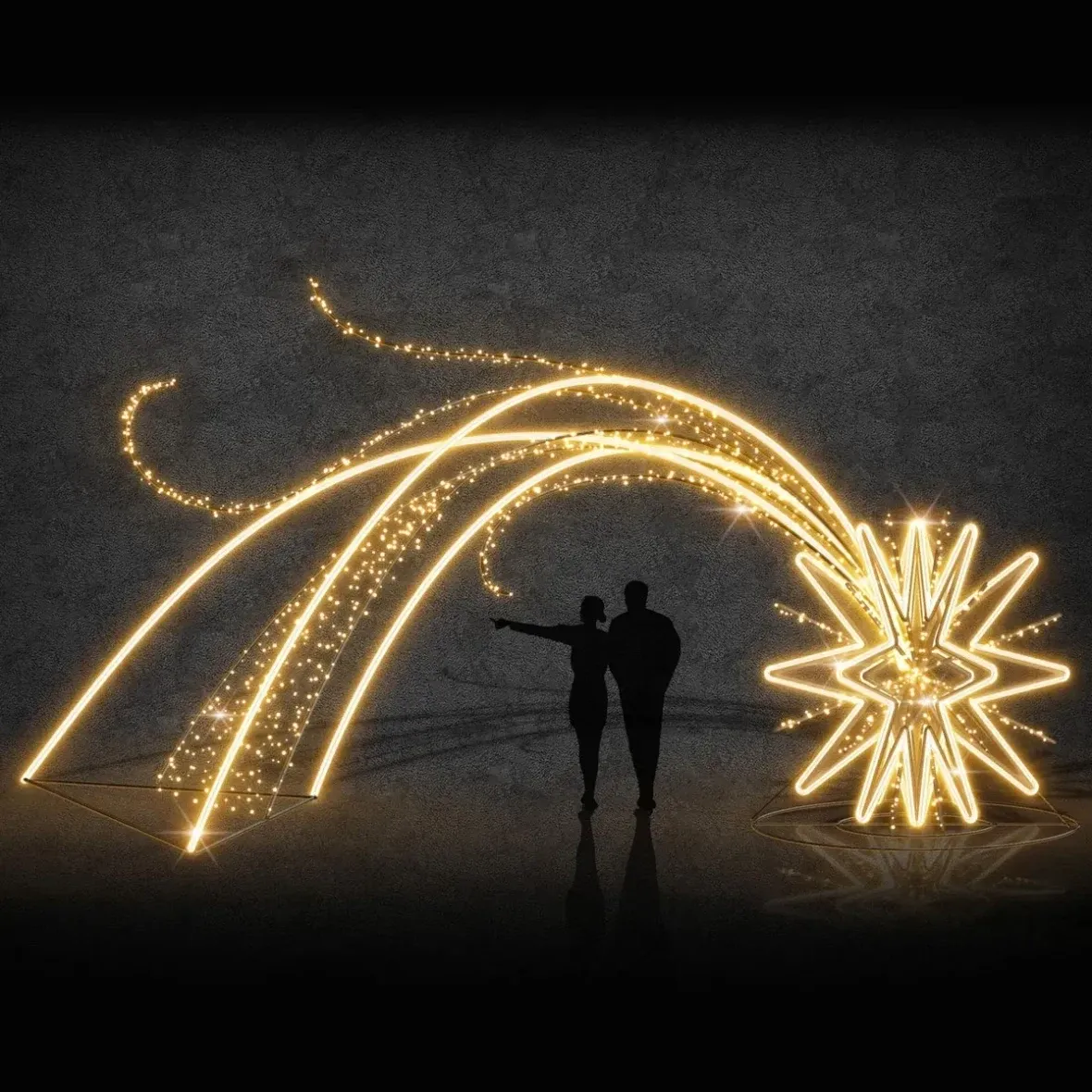 Easy Fix 3D LED světelná kometa, W, 800 × 420 × 200 cm, teple bílá, hliník