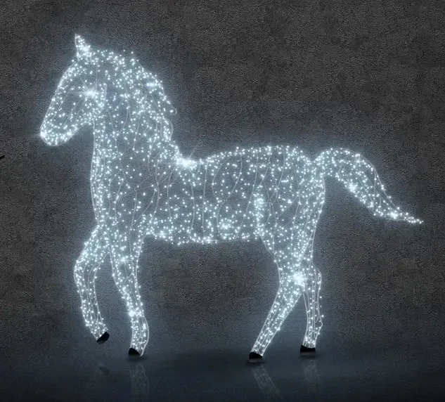 Eco Fix 3D LED světelný kůň s otočenou hlavou, 250 cm, ledově bílá, hliník